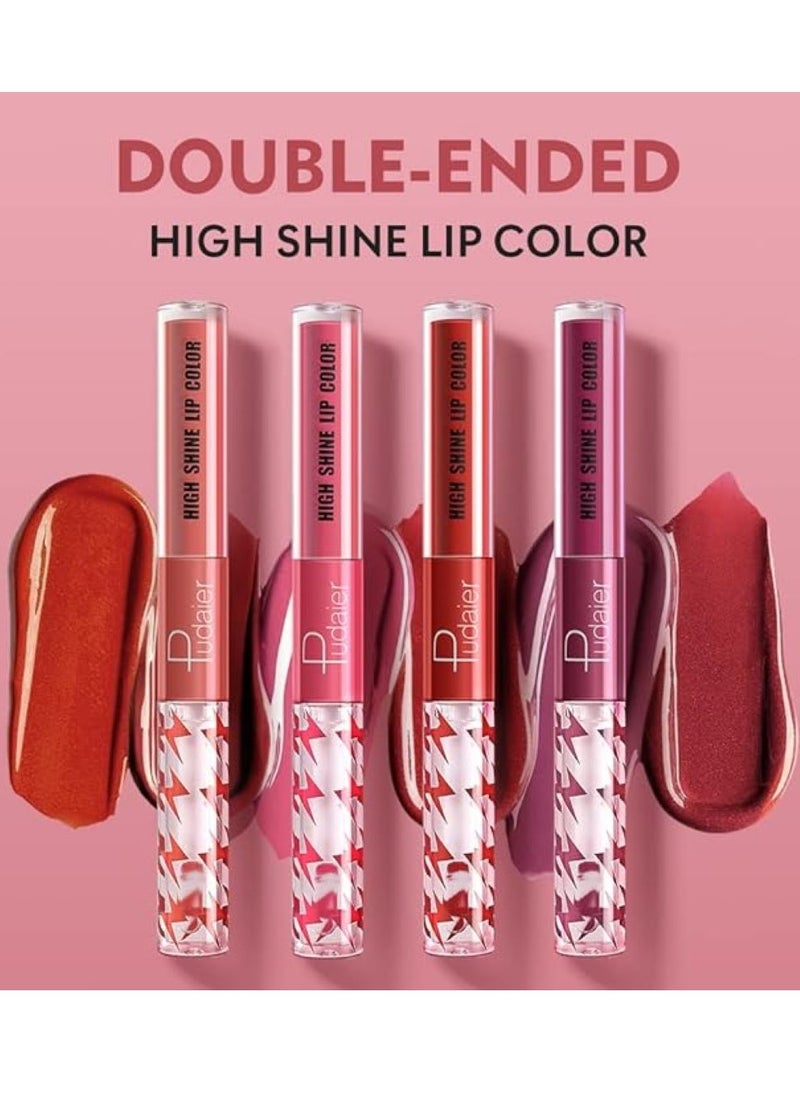 pudaier - High Shine Lip Gloss with Clear Fixed Color Lip Oil, Up to 12 Hours Long Lasting Dual Ended Liquid Lipstick, Lightweight and Non Sticky, 2ml (10) - Image 1