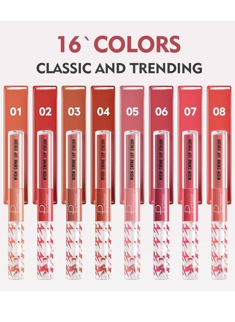 pudaier - High Shine Lip Gloss with Clear Fixed Color Lip Oil, Up to 12 Hours Long Lasting Dual Ended Liquid Lipstick, Lightweight and Non Sticky, 2ml (10) - Image 1