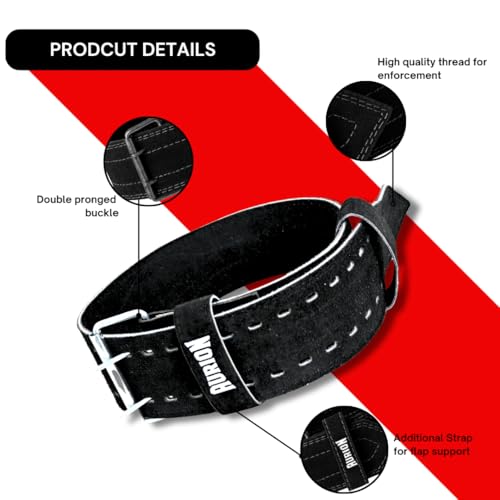 Aurion 6mm Suede Leather Weightlifting Belt For Back Support– Deadlift, Squat & Powerlifting Belt for Men & Women, 4-Inch Wide, L-XL (36"-46") with Stainless Steel Double Pronged Buckle - Image 5