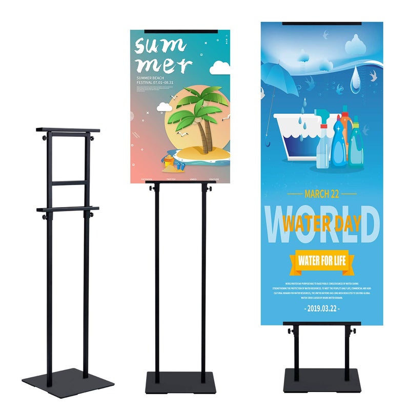 Klvied Heavy Duty Poster Stand with NonSlip Mat Base Adjustable Pedestal Sign Stand Up to 78 inch Double Side Floor Banner Stand for Board  Foam Display