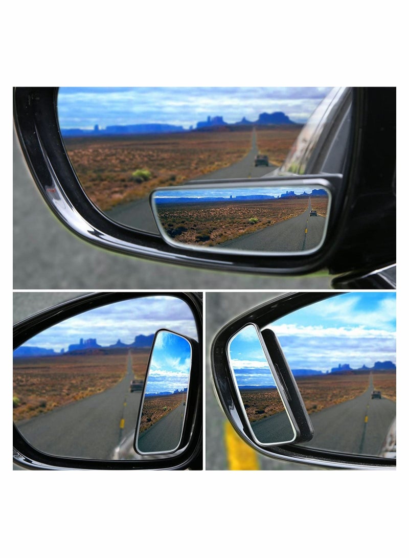 Excefore Blind Spot Mirror Rectangular, HD Glass Convex Lens Frameless Adjustable Blind Spot Mirror - Image 2