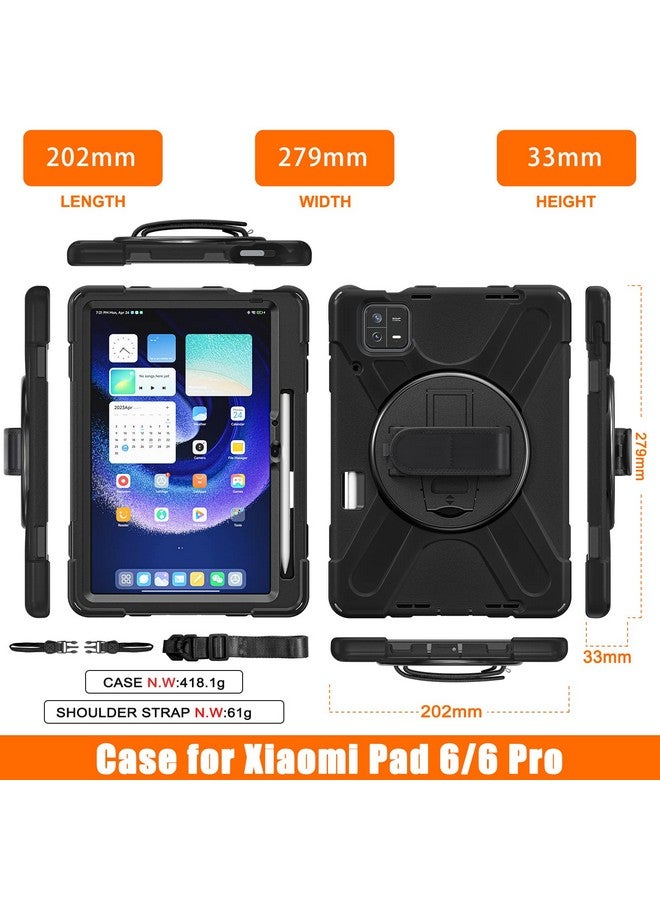 ProElite ProElite Rugged 3 Layer Armor case Cover for Xiaomi Mi Pad 6 11inch with Hand Grip and Rotating Kickstand with Shoulder Strap & Pen Holder, Black - Image 2