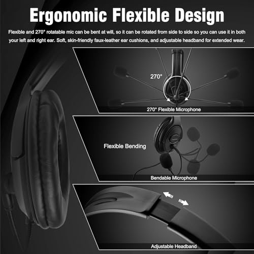 Joso Wired One Ear Headset with Mic, Gaming Headset for PS5/PS4/Xbox/Switch/PC/iPad/Mac/Tablet with USB C & USB-A Adapter - Chat Headphone, Business, Coach, Gaming, Working, Graphite | One Ear - Image 5