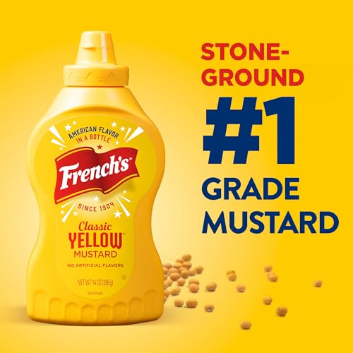 French'S Frenchs Yellow Mustard Classic StoneGround 1 Grade Mustard Seeds Product of the USA Gluten Free No Artificial Flavors For Burgers Brats and Hot Dogs 14 oz - Image 5