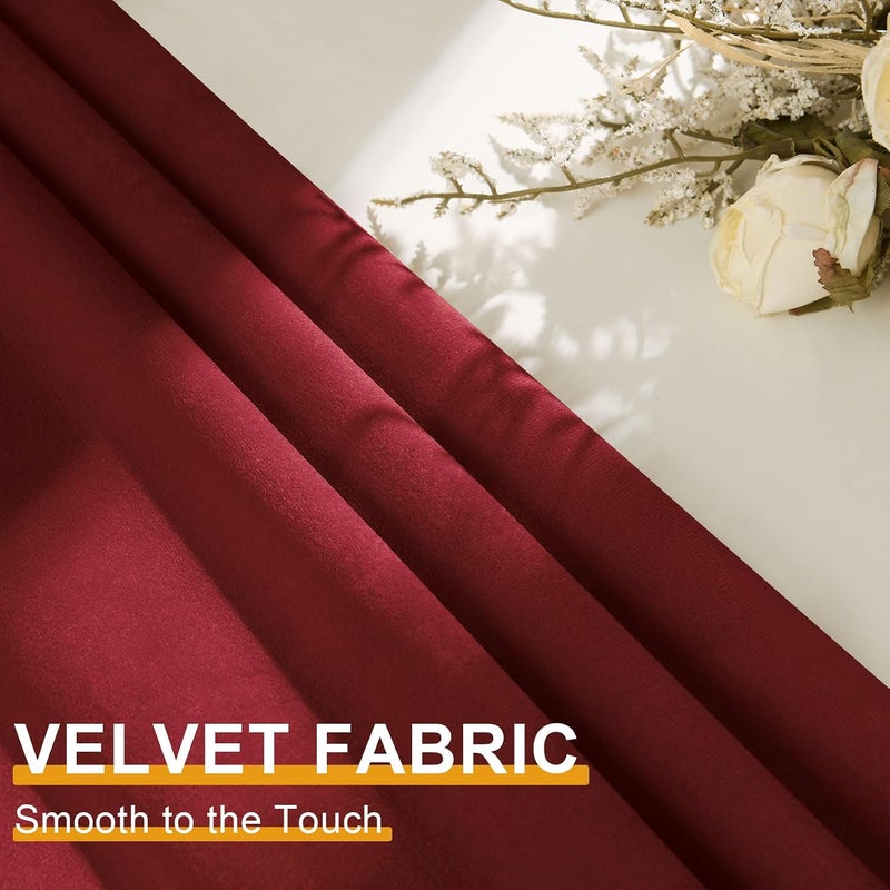 JIUZHEN Couch Throw Pillow Covers 16x16 Inch，Velvet Decorative Soild Throw Pillow Covers for Sofa Livingroom Bed，Set of 2 with Ruffles，Burgundy - Image 2