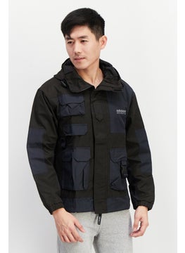 adidas Originals Men Sportswear Fit Long Sleeve Hooded Jacket, Black  - Image 1