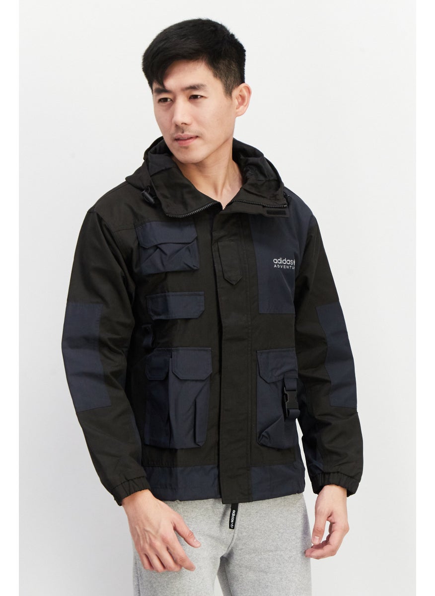 adidas Originals Men Sportswear Fit Long Sleeve Hooded Jacket, Black  - Image 1