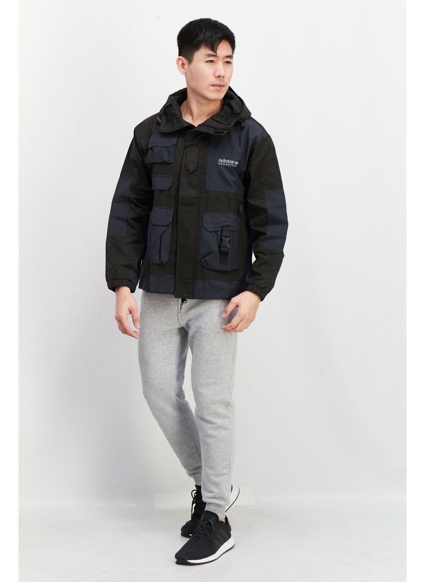 adidas Originals Men Sportswear Fit Long Sleeve Hooded Jacket, Black  - Image 4