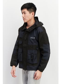 adidas Originals Men Sportswear Fit Long Sleeve Hooded Jacket, Black  - Image 2