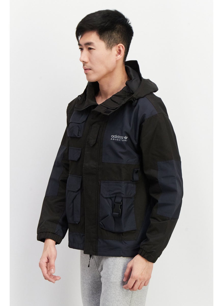 adidas Originals Men Sportswear Fit Long Sleeve Hooded Jacket, Black  - Image 2