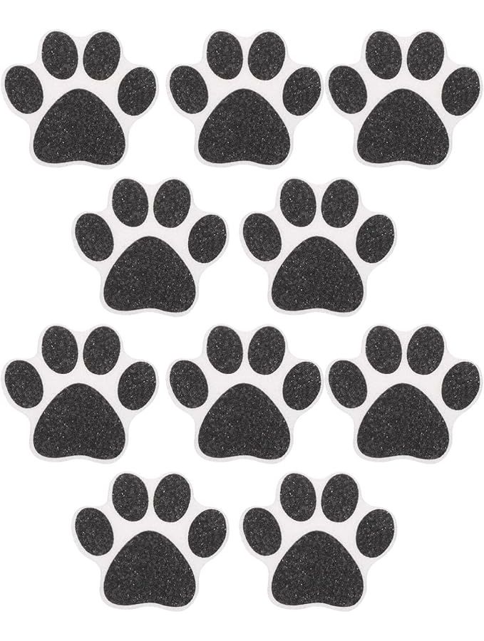 Non Slip Bathtub Floor Stickers 10PCS Dog Bath Safety Decoration Black - Image 1