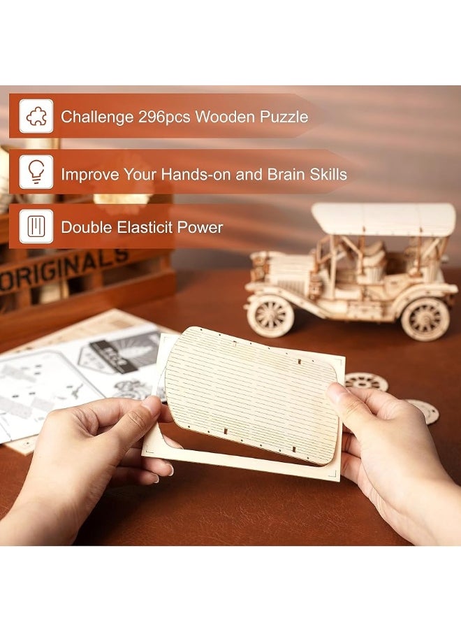 Robotime ROBOTIME MC801 Vintage Car 3D Puzzle, 3D Wooden Puzzle Retro Car Model Kits to Build for Adults, Gift for Antique Car Lovers Aesthetic Home Decor  - Image 5