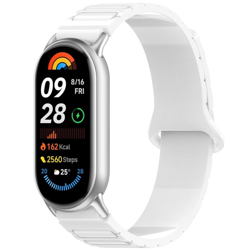 For Xiaomi Smart Band 10 / 9 / 8 I-Shaped Dual Color Magnetic Silicone Watch Band(White) - Image 1
