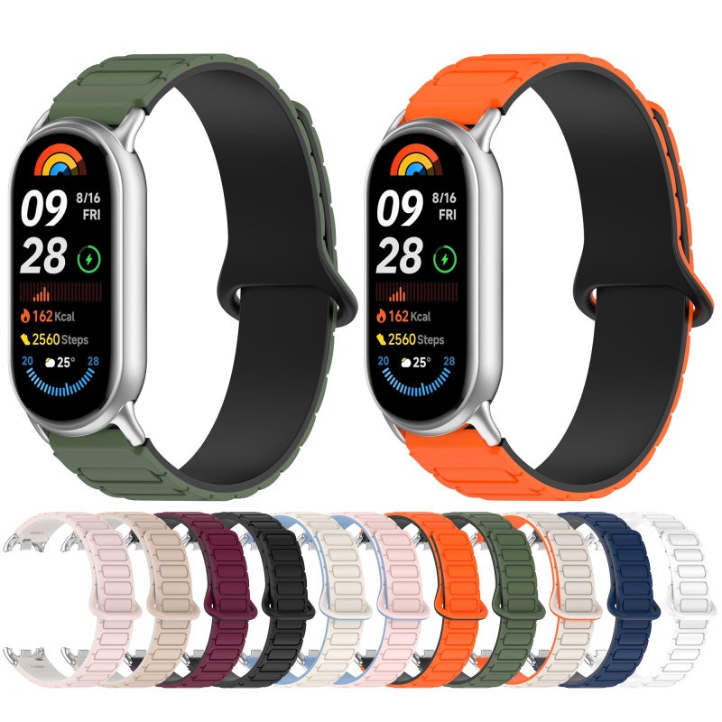 For Xiaomi Smart Band 10 / 9 / 8 I-Shaped Dual Color Magnetic Silicone Watch Band(White) - Image 4