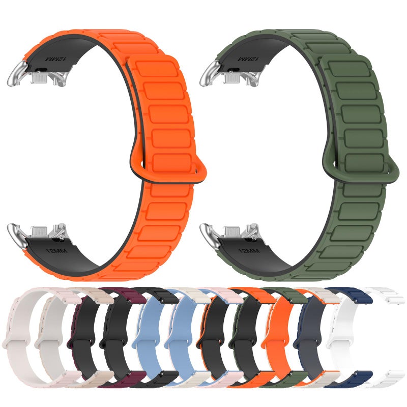 For Xiaomi Smart Band 10 / 9 / 8 I-Shaped Dual Color Magnetic Silicone Watch Band(White) - Image 5