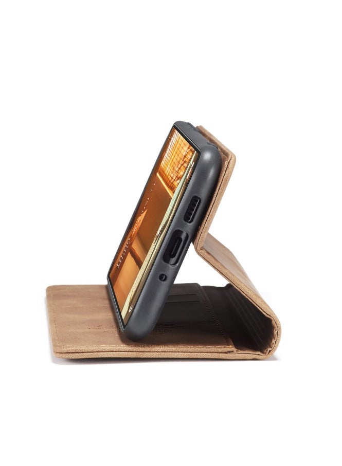 كيس مي جراب جلدي لموبايل سامسونج جلاكسي ايه 73 5 جي من كيس مى جراب حماية قابل للطي مع مسند مغناطيسي وفتحات للبطاقات - بني - Image 5