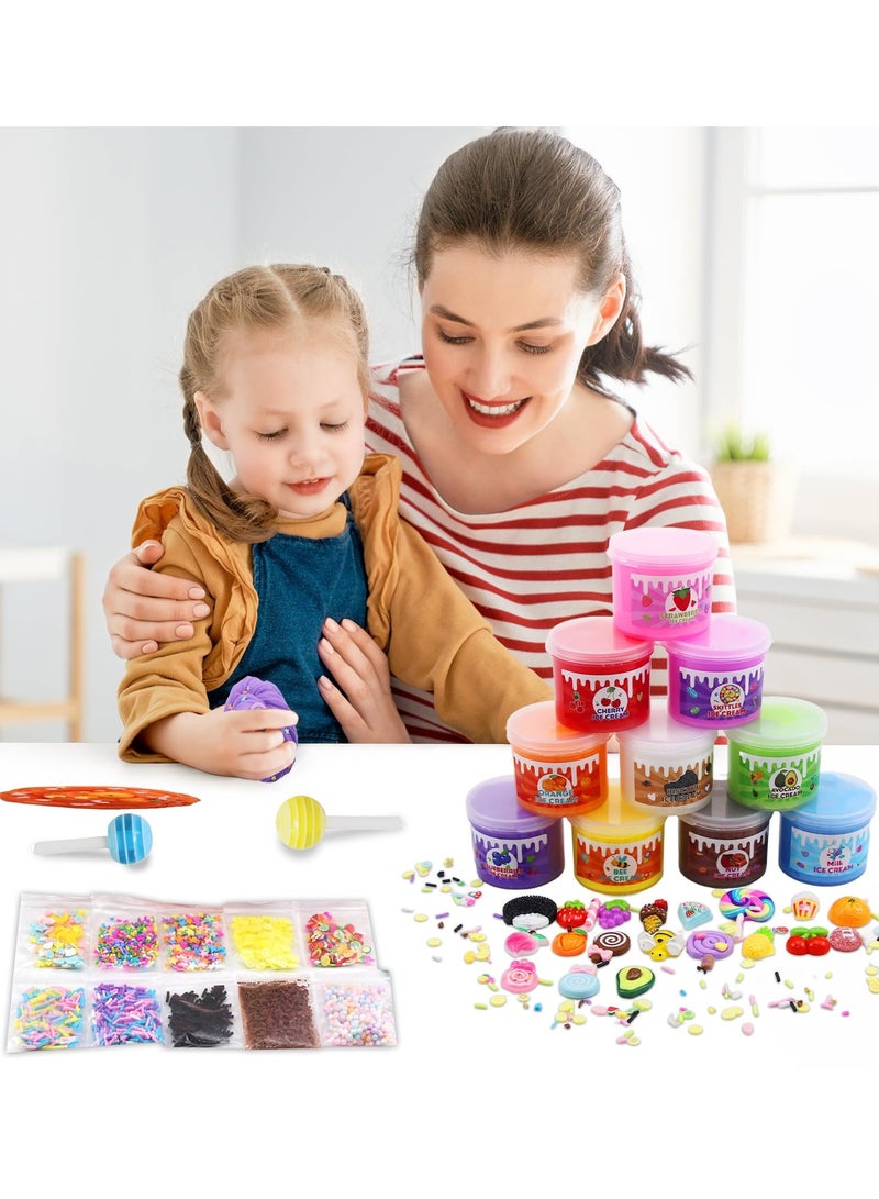 يونيكبيبي 10 قطع من السلايم للأطفال، مجموعة سلايم الحلوى والآيس كريم مع سلايم ناعم وفاكهة مجسمة، سلايم سحابي للأطفال الصغار والكبار، ألعاب حفلات ترفيهية آمنة للأطفال 6+ - Image 5