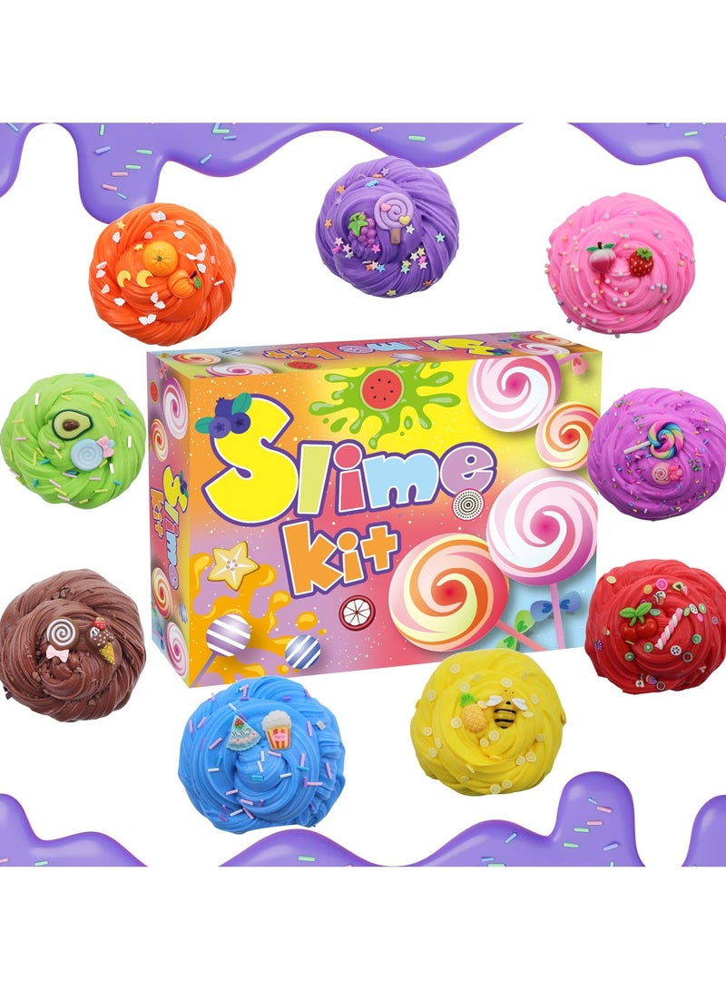 يونيكبيبي 10 قطع من السلايم للأطفال، مجموعة سلايم الحلوى والآيس كريم مع سلايم ناعم وفاكهة مجسمة، سلايم سحابي للأطفال الصغار والكبار، ألعاب حفلات ترفيهية آمنة للأطفال 6+ - Image 1