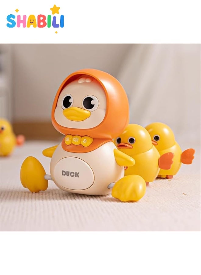 شبيلي لعبة عائلة بطّ متمايلة مغناطيسية موسيقية، الأم مع بطّتين تتبعانها بأضواء و٦ ألحان ومستويات صوت ثلاثية، تشجّع على الحبو ووقت الاستلقاء على البطن، بلاستيك ABS آمن، هدية تعلّم مبكر للرضّع بعمر ١٢ شهرًا فأكثر (أصفر) - Image 3