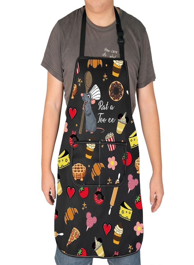 HOLLP Rat Gift Rat a Too ee Waterproof Apron Rat Lover Gift Rat Cartoon Pattern Apron Cute Mouse Cartoon Gifts(Rat a Too ee) - Image 1