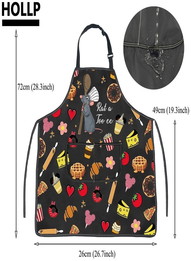 HOLLP Rat Gift Rat a Too ee Waterproof Apron Rat Lover Gift Rat Cartoon Pattern Apron Cute Mouse Cartoon Gifts(Rat a Too ee) - Image 2