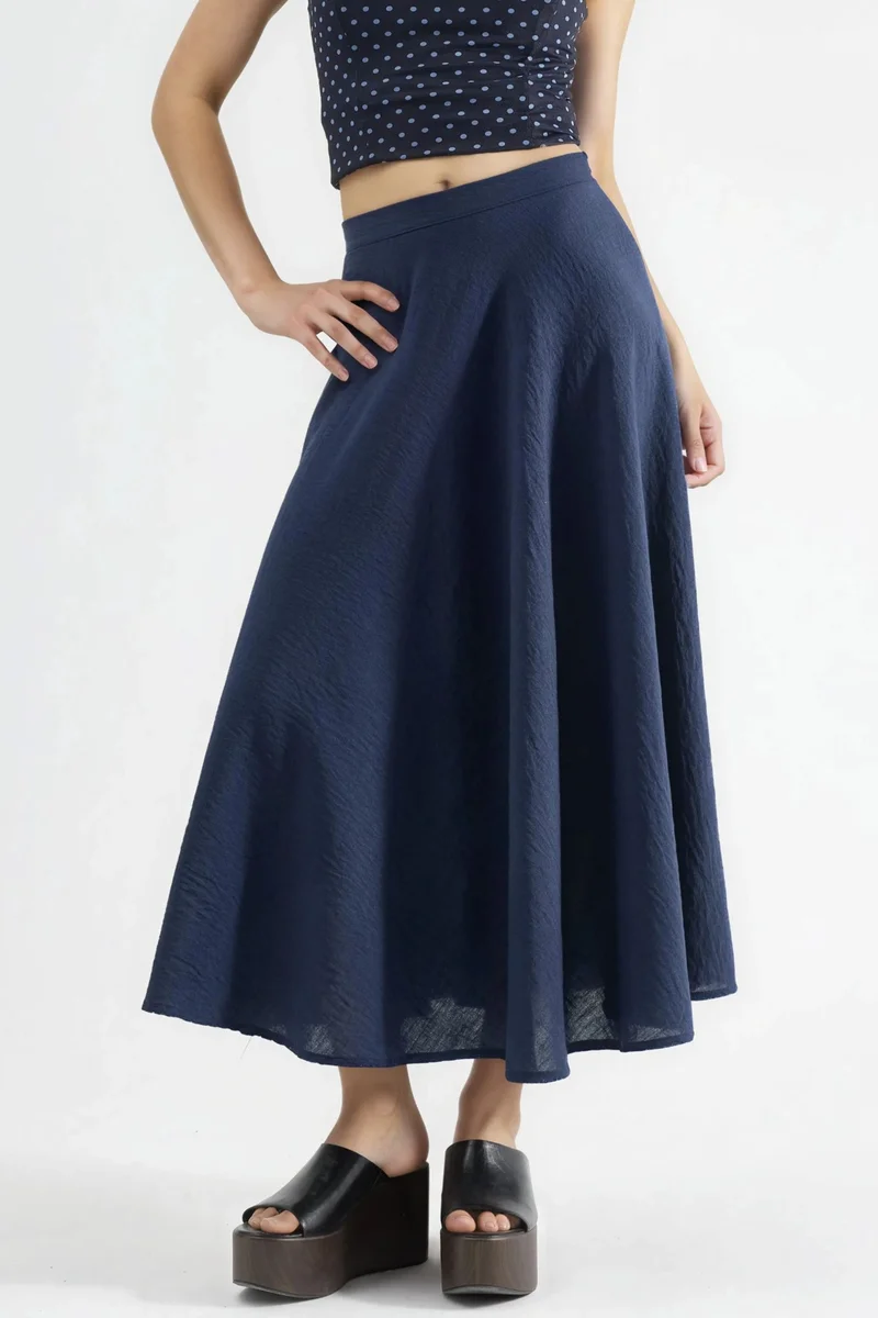 Busem BUSEM High Waist Textured A-Line Maxi Skirt