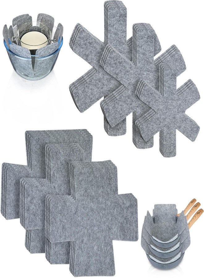Funnymoom 24 Pack 3 Sizes & 2 Different Shape Pot and Pan Protectors Cookware Protector Pot Dividers, Stacking Separators Pads for Bakeware/pots/pan/Dish, Shape of Cross and Pozidriv(Pure Gray) - Image 1