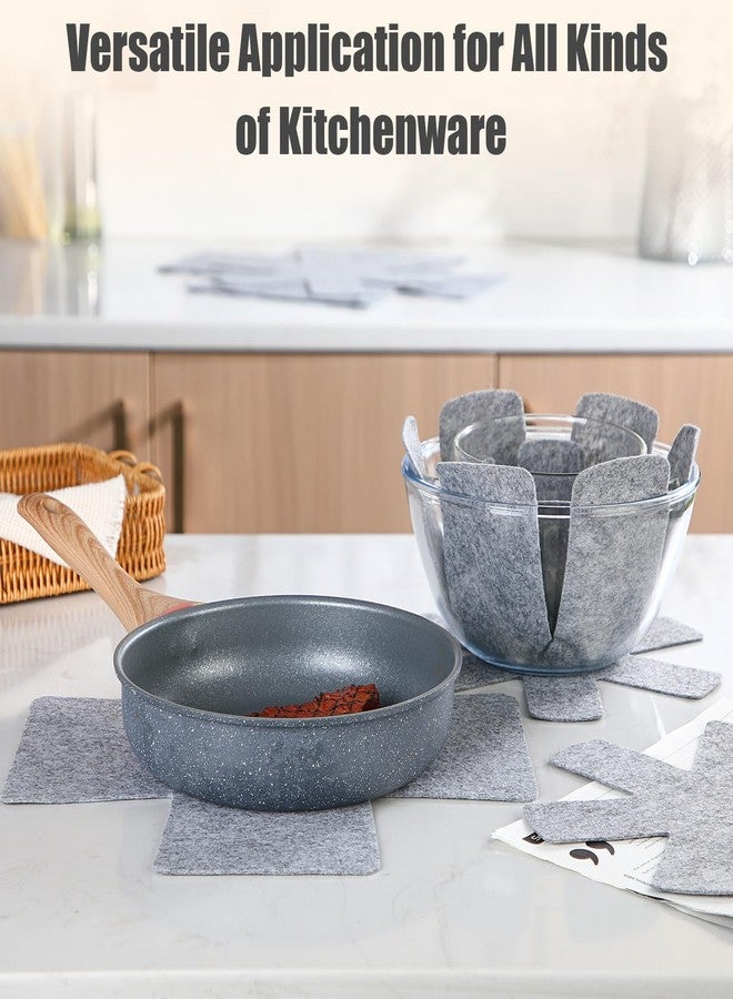 Funnymoom 24 Pack 3 Sizes & 2 Different Shape Pot and Pan Protectors Cookware Protector Pot Dividers, Stacking Separators Pads for Bakeware/pots/pan/Dish, Shape of Cross and Pozidriv(Pure Gray) - Image 5