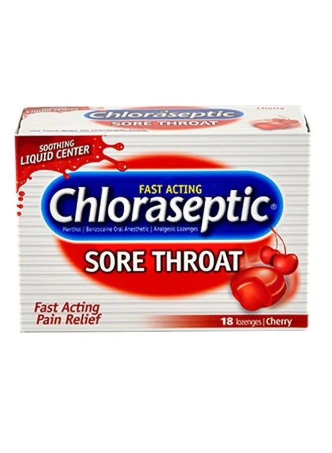 Chloraseptic Fast Acting Sore Throat Lozenges, Cherry, 18 Count