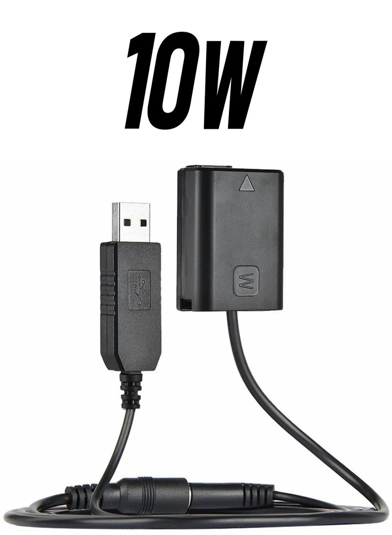 SYOSI DC Coupler Replacement for NP-FW50 Dummy Battery Power Adapter with USB Cable A7 A7R A7S A7SII A6500 A6300 A6100 A6000 NEX5 DSC-RX10 II III IV - Image 1