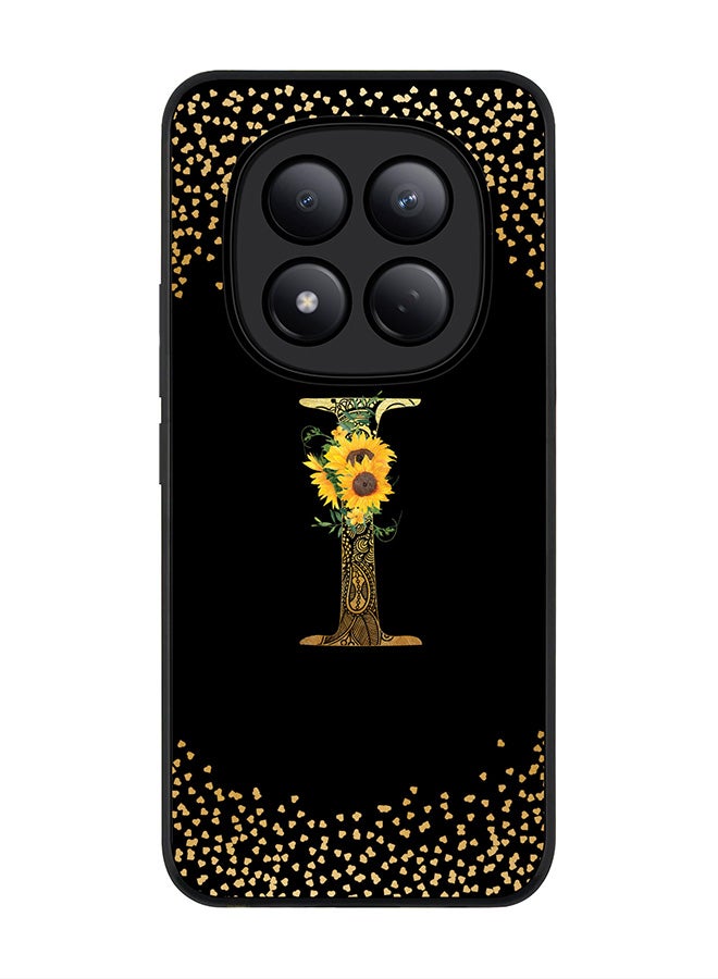 For Xiaomi Redmi Note 15 Pro 4G Case,Slim fit Camera Protection, Shockproof Thin Phone cover  - Custom Floral Monogram - I ( Black )