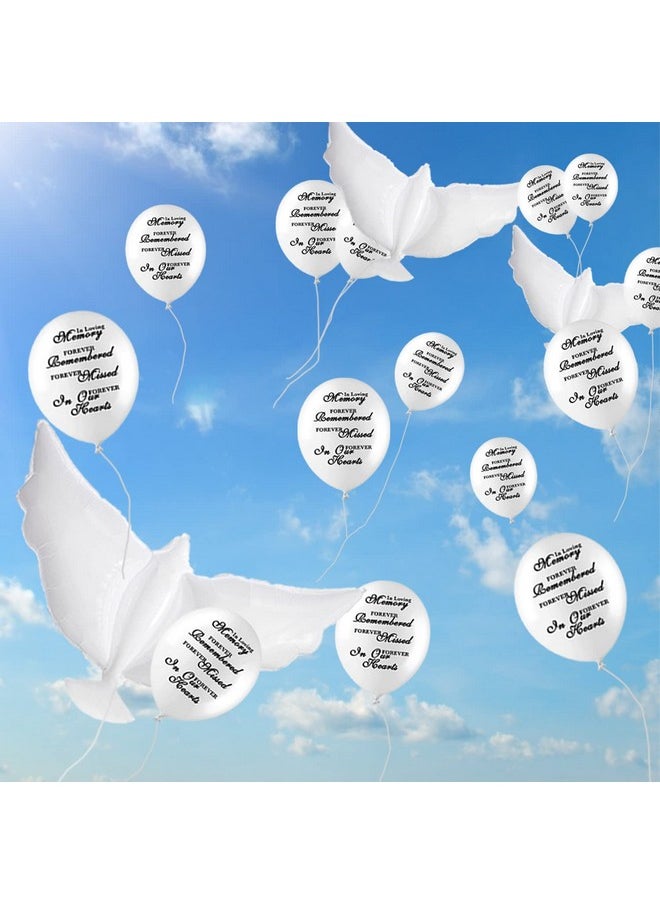 Jishi - Dove Memorial Balloons To Release In Sky, Biodegradable Funeral Balloons Memorial Decorations For Celebration Of Life Party Happy Birthday In Heaven, 30 Memorial Balloons & 3 White Dove Balloons - Image 1