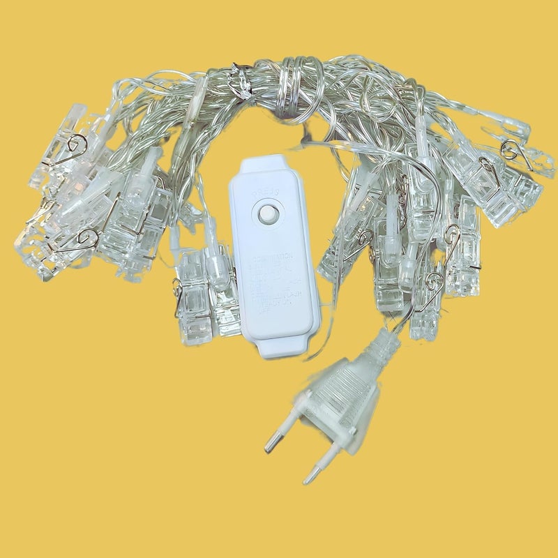 MANSAA أضواء خيطية LED MANSAA M77 مع مشابك صور 4 متر 20 LED لون أصفر تعمل بواسطة USB مع 20 مشبك مرفق - Image 2