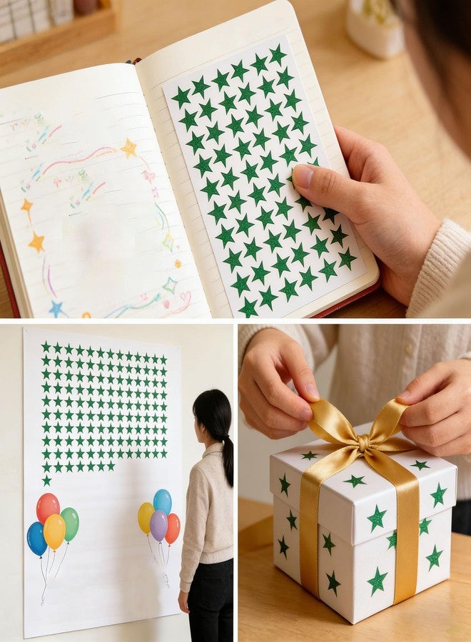 Boan 1200 PCS Holographic Star Stickers, 0.6" Sparkly Foil Reward Stickers for Kids, Behavior Chart Student Planner Stickers, Teacher Classroom Supplies for DIY Craft Decoration (Green) - Image 4
