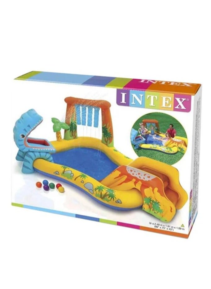 MARAH TOYS Swimming pool play center inflatable pool unique design dinosaur water slide 249x191x109 cm  - Image 2