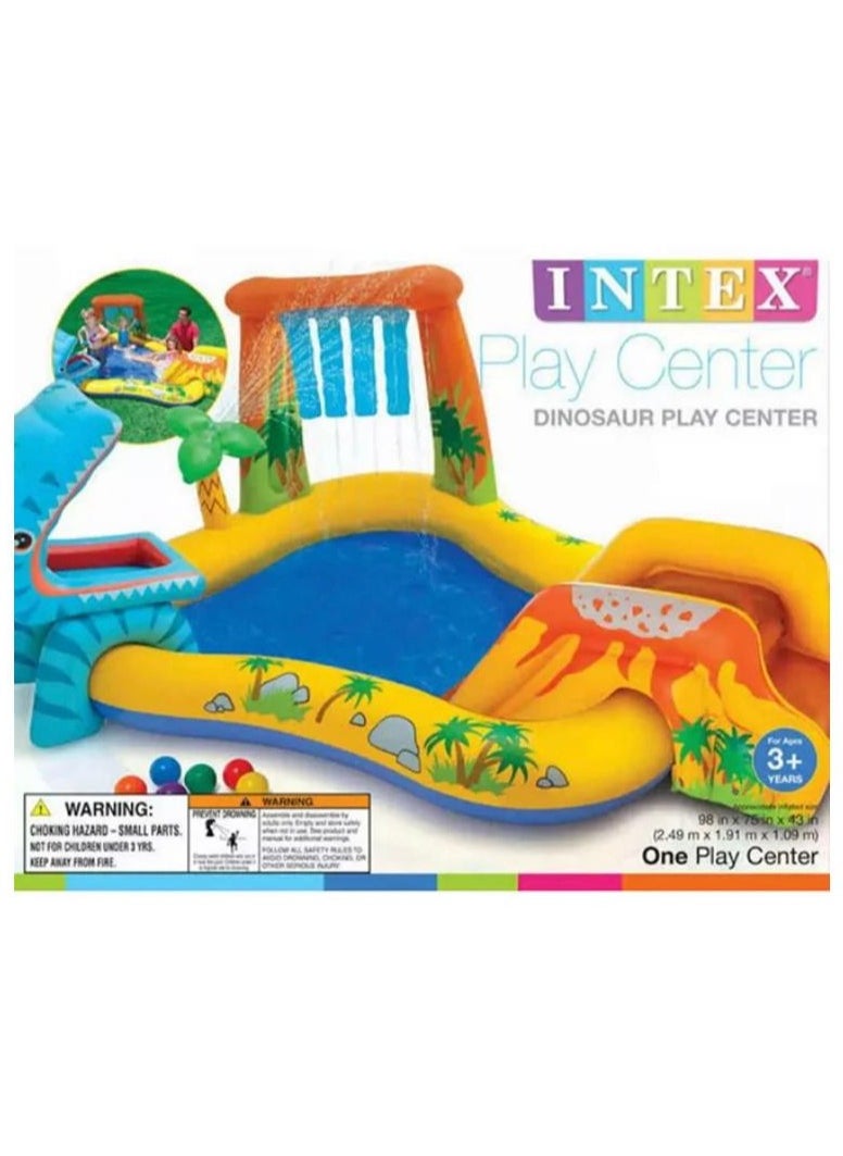 MARAH TOYS Swimming pool play center inflatable pool unique design dinosaur water slide 249x191x109 cm  - Image 5