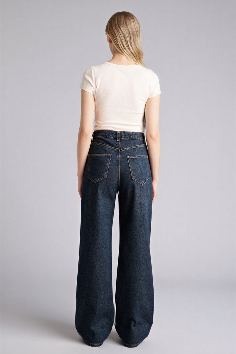 ديفاكتو بنطلون جينز وايد ليج برجل واسع وخصر عالي - Image 5