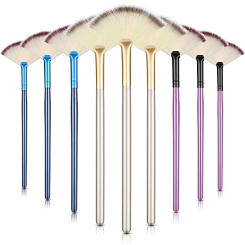 Maitys 9 Pieces Facial Fan Mask Brushes Soft Facial Applicator Brushes Tools for Peel Glycolic Makeup for Mud CreamBlue Purple Champagne - Image 1