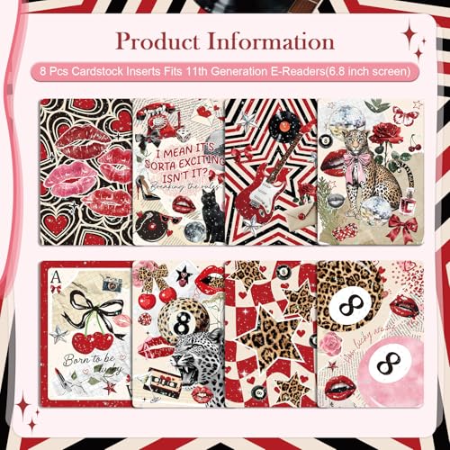 Rngmsi Insert Cardstock for Clear Case - 8Pcs Y2K Aesthetic Cardstock Inserts Compatible with Kindle Paperwhite 11th-12th, 6.9"X4.8" Leopard Print Papers for E-Reader Clear Back Cover Accessories - Image 3