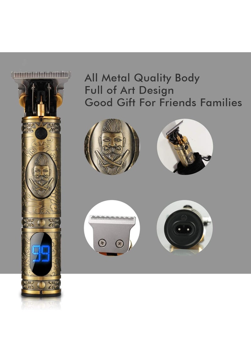 ELTRAZONE Upgraded Hair Trimmer Beard Clippers for Men Professional USB Electric Hair Clippers for Hair Cutting T Blade Gold Trimmers Pro Li Cordless Outliner Zero Gaped Rechargeable Retro Trimmer LED Display - Image 3