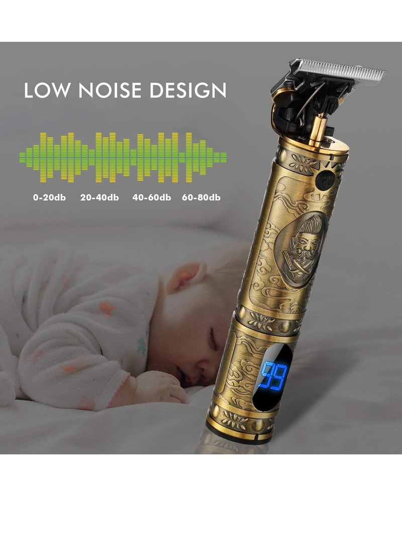 ELTRAZONE Upgraded Hair Trimmer Beard Clippers for Men Professional USB Electric Hair Clippers for Hair Cutting T Blade Gold Trimmers Pro Li Cordless Outliner Zero Gaped Rechargeable Retro Trimmer LED Display - Image 5