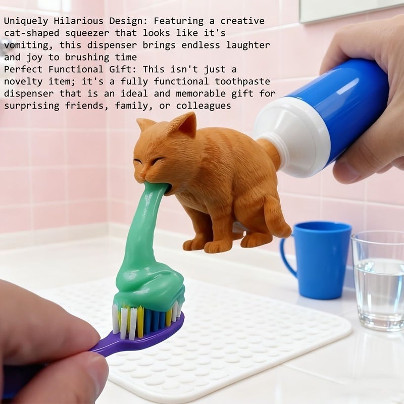 Cat Butt Shape Toothpaste Squeezer Orange Cat Tail Automatic Glue Dispensing For Cat Lovers Gift Cat Vomit - Image 2