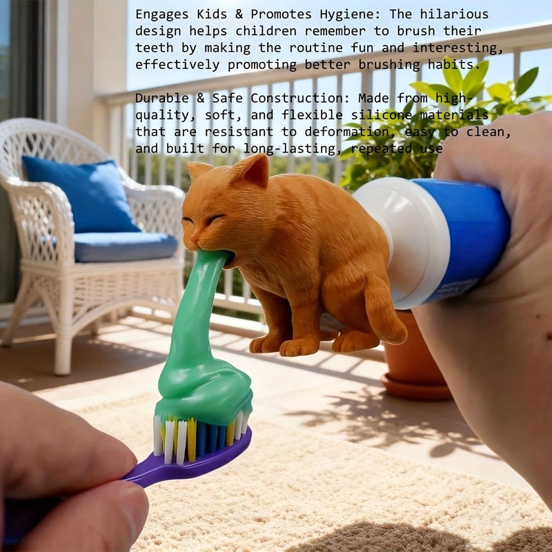 Cat Butt Shape Toothpaste Squeezer Orange Cat Tail Automatic Glue Dispensing For Cat Lovers Gift Cat Vomit - Image 1