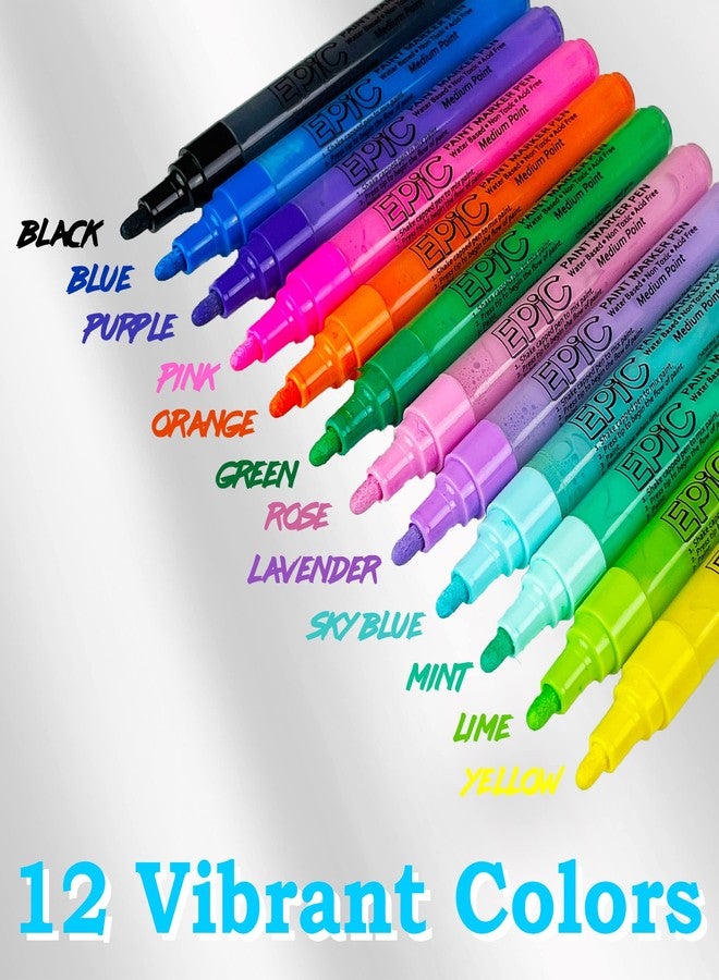 Epic Easter Paint Markers - Permanent Opaque Acrylic Paint - Non Toxic - Water Based - Medium Tip - 12 Springtime Colors - Pastel - Easter Egg - Image 2
