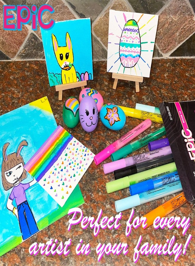 Epic Easter Paint Markers - Permanent Opaque Acrylic Paint - Non Toxic - Water Based - Medium Tip - 12 Springtime Colors - Pastel - Easter Egg - Image 5