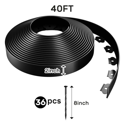 AGTEK Garden Edging 40FT Landscape Edging Kit 2 Inch Height Plastic Garden Border No Dig Lawn Border for Yard Flower Bed with 36 Stakes - Image 2