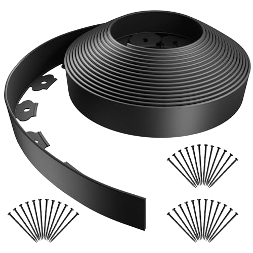 AGTEK Garden Edging 40FT Landscape Edging Kit 2 Inch Height Plastic Garden Border No Dig Lawn Border for Yard Flower Bed with 36 Stakes - Image 1