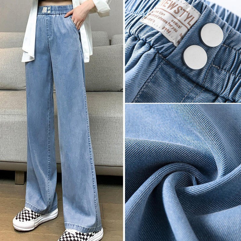 Tencel Jeans Autumn Wear 2023 New Style Western Style Summer Thin Loose Casual Straight-Leg Pants - Image 1