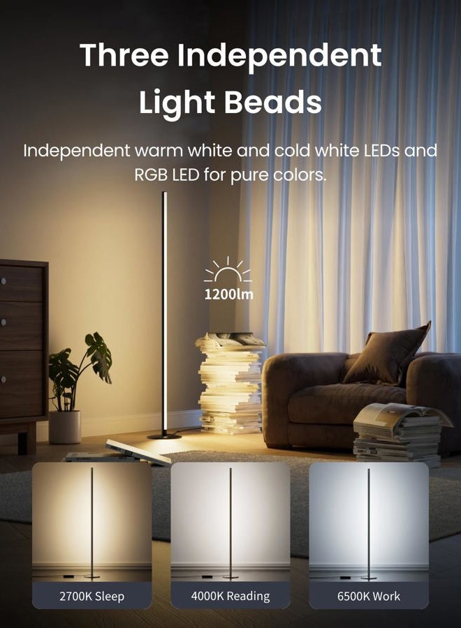 SwitchBot Floor Lamp with Matter, RGB, Warm Cool White, Corner Floor Lamp Compatible with Apple Home, Alexa, Google Home, 1200lm, Music Sync, Scene Modes, 16 Million Colors for Living Room Bedroom - Image 3
