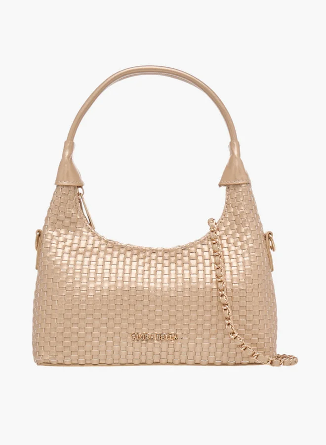 Flora Bella By Shoexpress Weave Textured Shoulder Bag with Zip Closure